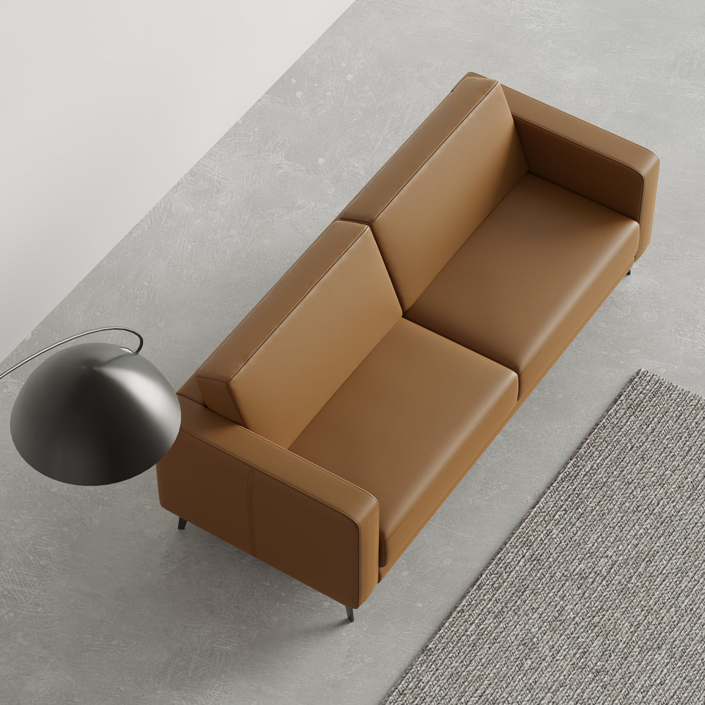 Custom Italian Leather Sofa - Modern Lounge Chair with Armrests for Living Room