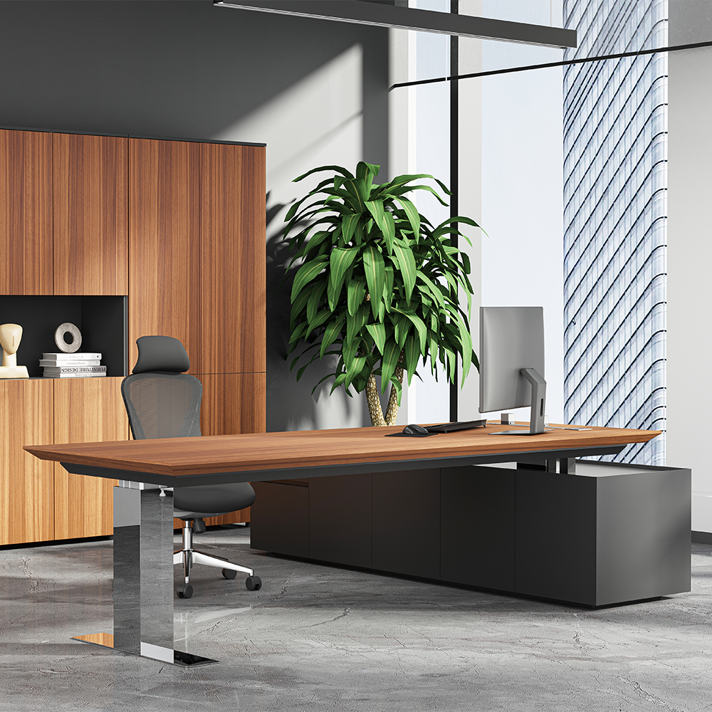 Electric Standing Boss Desk Height Adjustable Table Frame Convertible 3 Stage up Lift Office Use Executive Desk