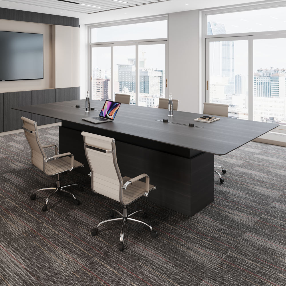 Modern Luxury Extendable Wooden Electric Adjustable Height Conference Table Standing Desk Design for Big Meetings Office
