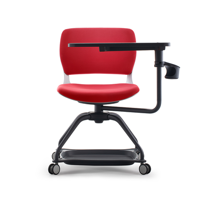 Height Adjustable Task Plastic Meeting Room Guest Training Chair with Writing Pad and Wheels
