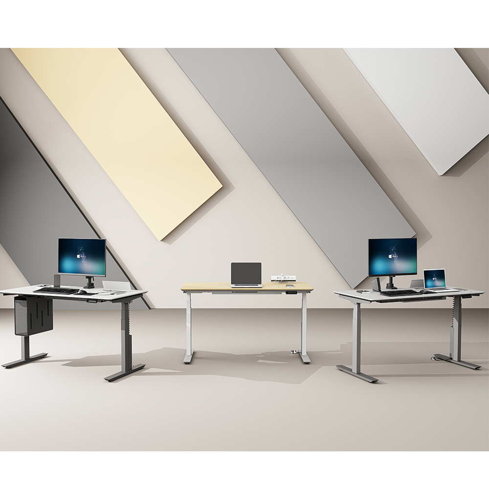 Modular and Extendable Modern Home Office Height Adjustable Electric Lifting Desk Wooden Standing Adjustable Table
