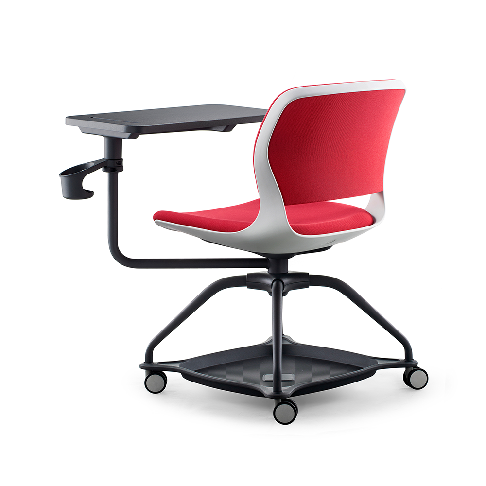 Height Adjustable Task Plastic Meeting Room Guest Training Chair with Writing Pad and Wheels