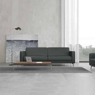 Custom Italian Leather Sofa - Modern Lounge Chair with Armrests for Living Room