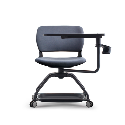 Height Adjustable Task Plastic Meeting Room Guest Training Chair with Writing Pad and Wheels
