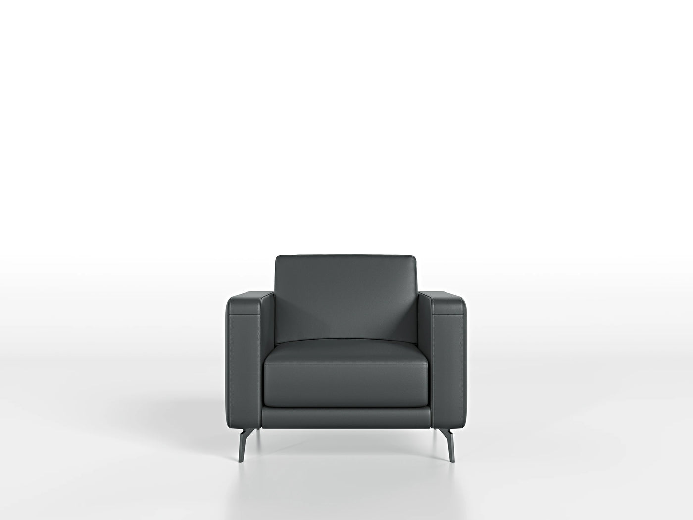 Custom Italian Leather Sofa - Modern Lounge Chair with Armrests for Living Room