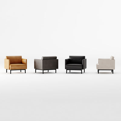 Retro Cubist Leather Sofa - Angular Design with Bold Stitching