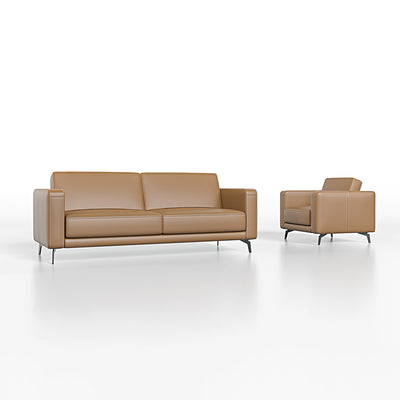 Custom Italian Leather Sofa - Modern Lounge Chair with Armrests for Living Room
