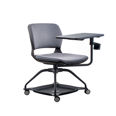 Height Adjustable Task Plastic Meeting Room Guest Training Chair with Writing Pad and Wheels