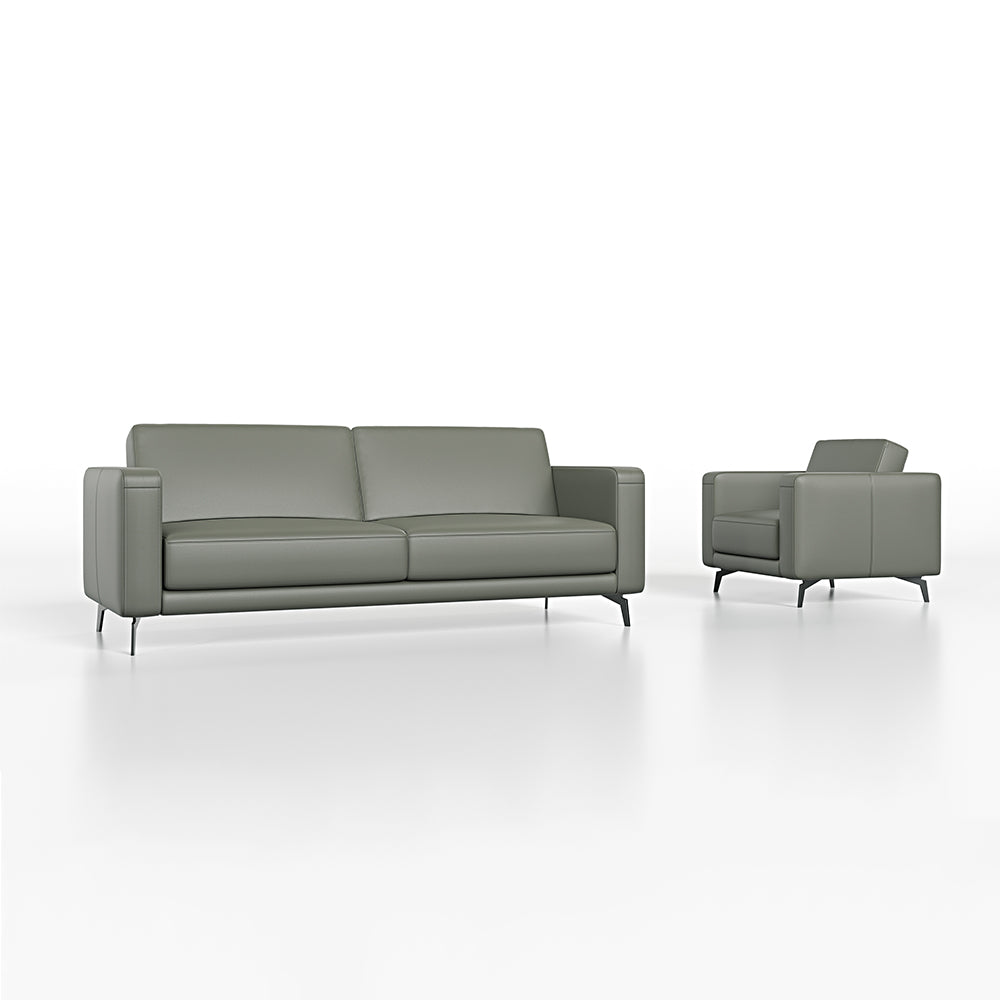 Custom Italian Leather Sofa - Modern Lounge Chair with Armrests for Living Room