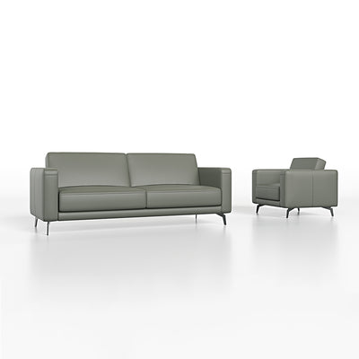 Custom Italian Leather Sofa - Modern Lounge Chair with Armrests for Living Room