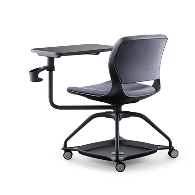 Height Adjustable Task Plastic Meeting Room Guest Training Chair with Writing Pad and Wheels
