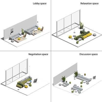 Modular Office Lounge Sofa Set - Mix & Match Different Units for Custom Layouts
