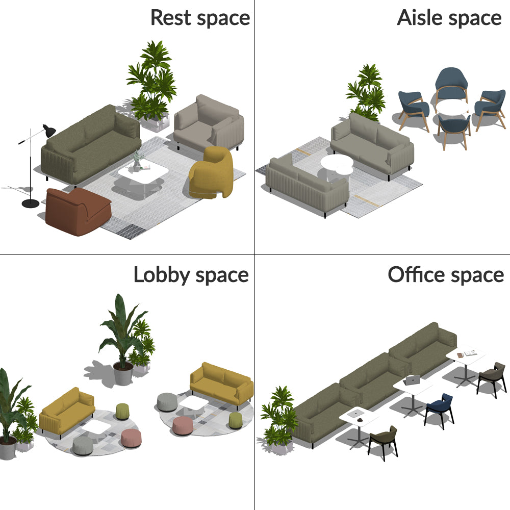 Meeting Booth Sofa Set - High-Back Privacy Pod for Office & Conference Rooms
