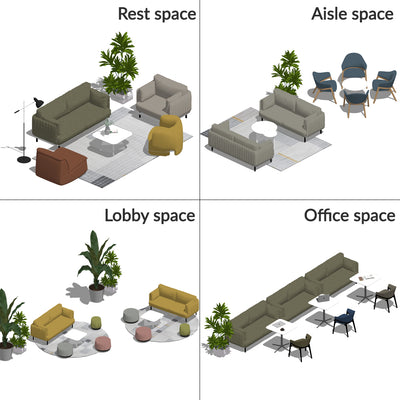 Meeting Booth Sofa Set - High-Back Privacy Pod for Office & Conference Rooms