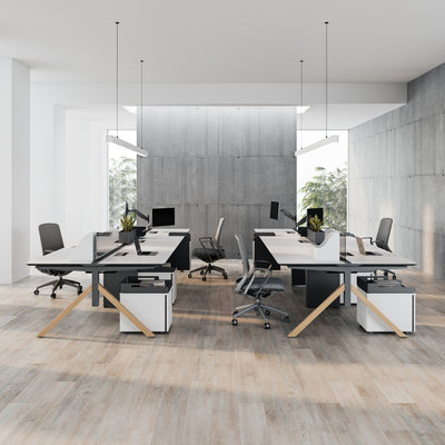 Modular Office Desk with Hanging Storage & Hidden Outlets