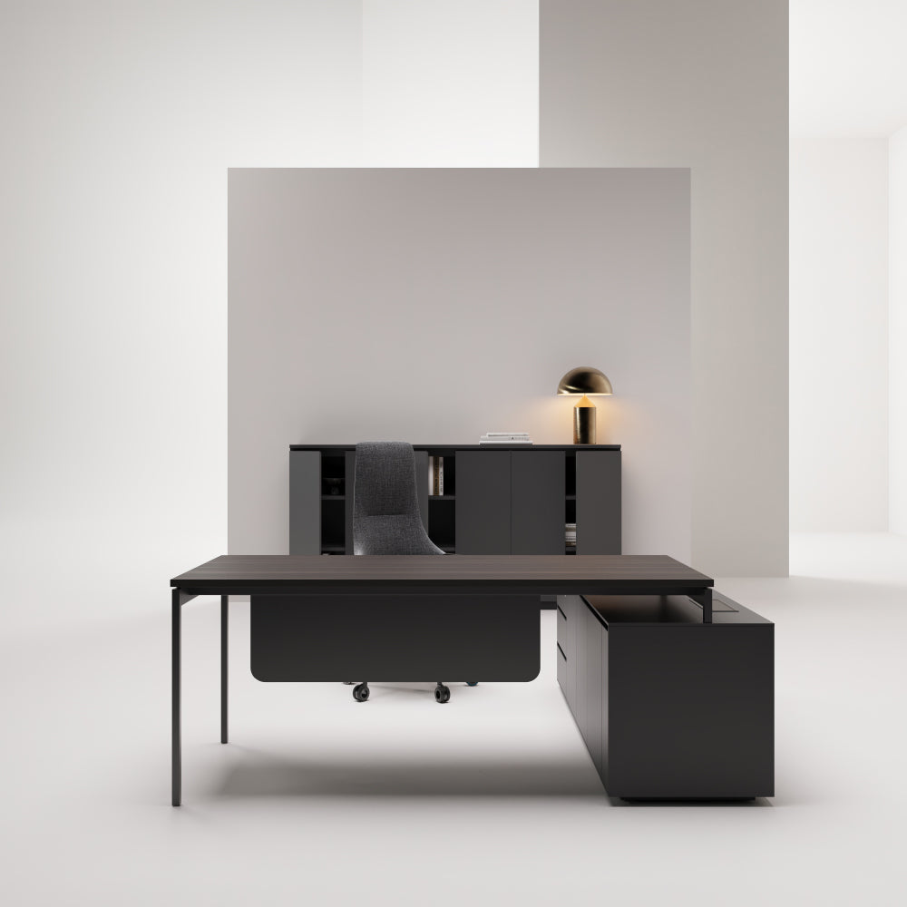 Executive Office Desk - Angular Minimalist Design with Spacious Worksurface