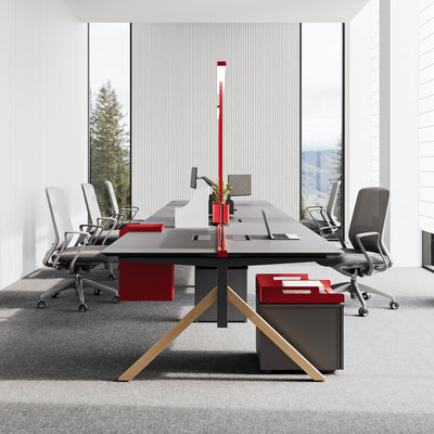 Dual Workstation Desk - Built-in Cable Management & Task Lighting