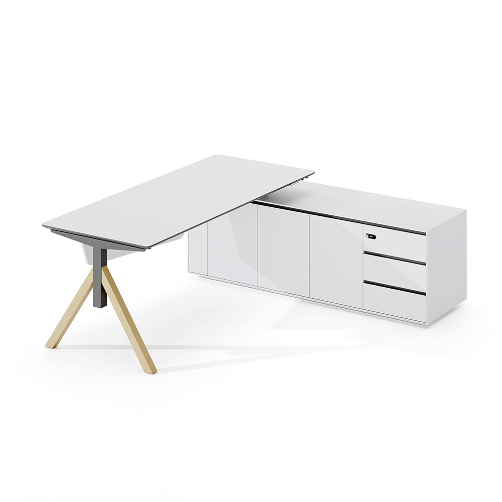 Manager Desk: Built-In Storage & Modern Design