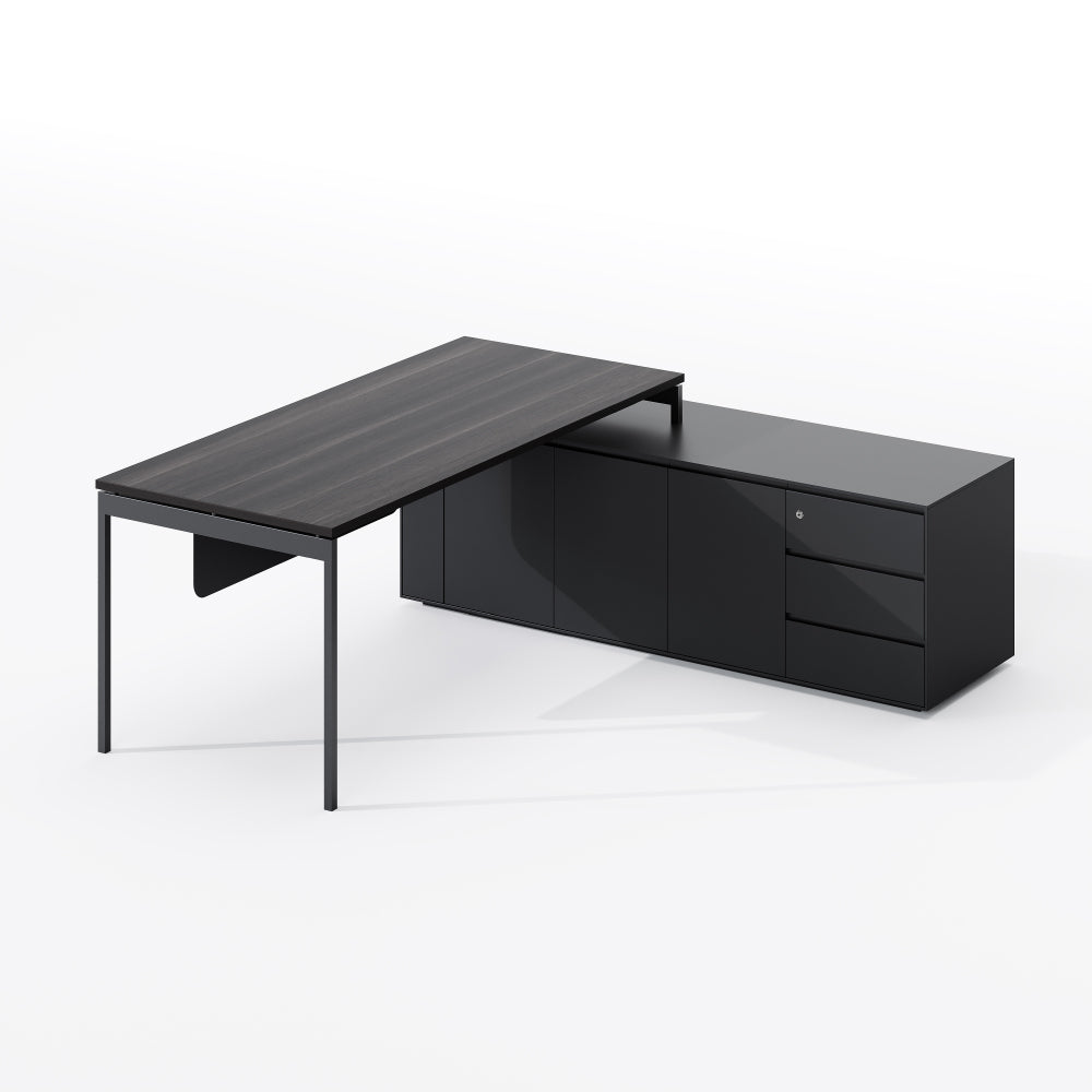 Executive Office Desk - Angular Minimalist Design with Spacious Worksurface