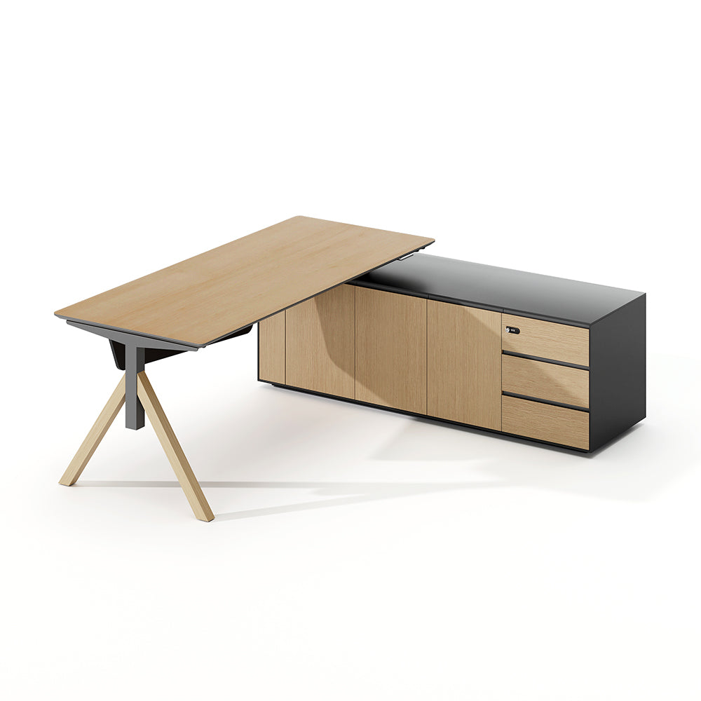 Premium Office Desk with Single Leg & Storage Unit