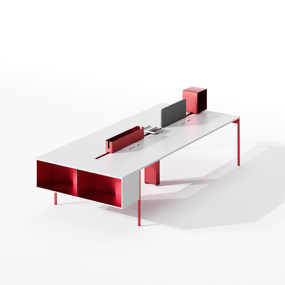 Dual Workstation Desk with Partition & File Storage