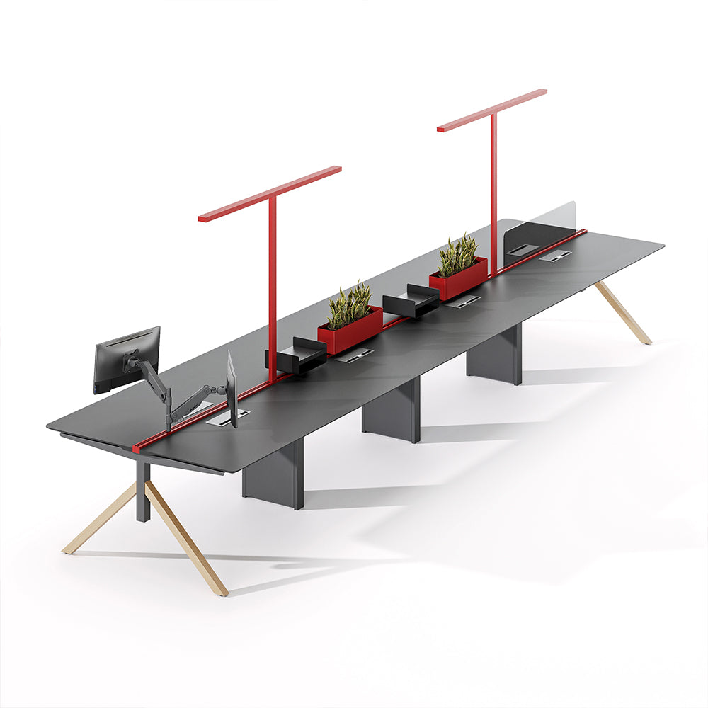 Dual Workstation Desk - Built-in Cable Management & Task Lighting