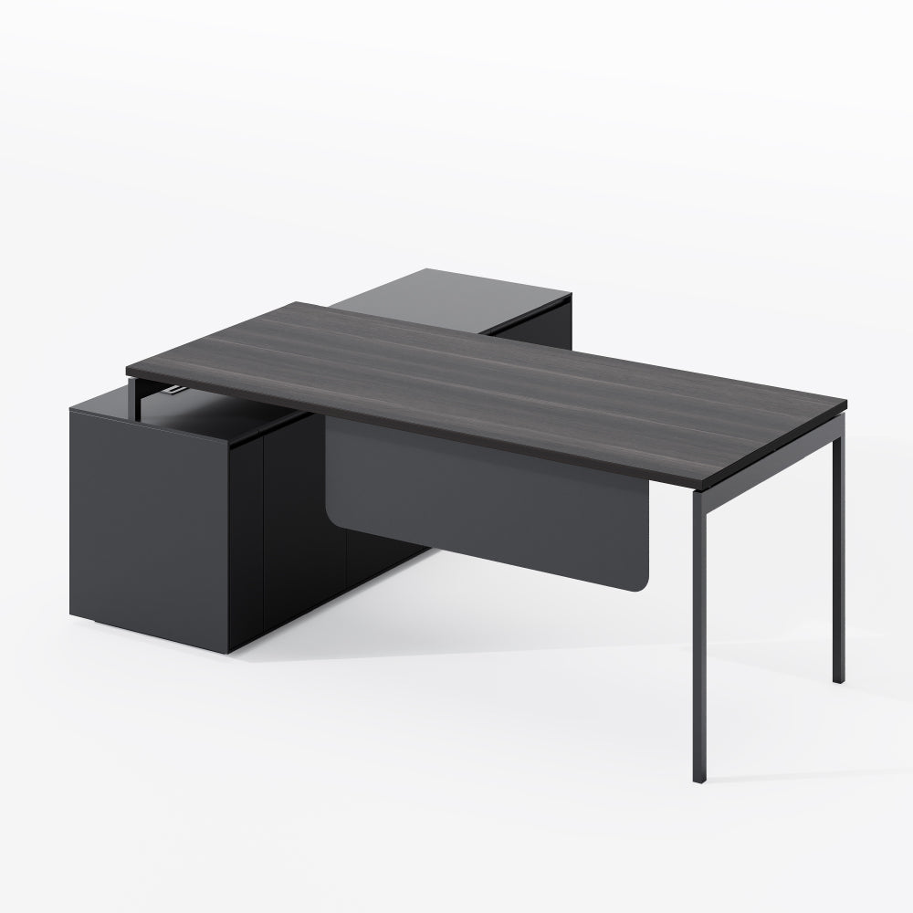 Executive Office Desk - Angular Minimalist Design with Spacious Worksurface
