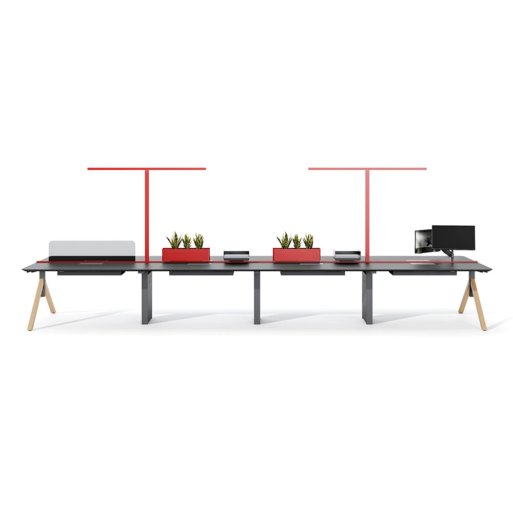 Dual Workstation Desk - Built-in Cable Management & Task Lighting