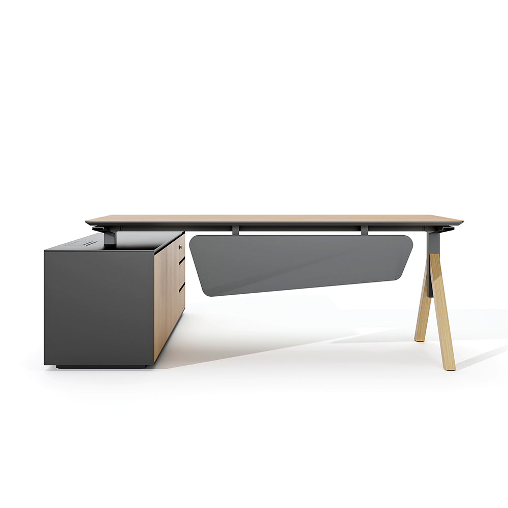 Premium Office Desk with Single Leg & Storage Unit