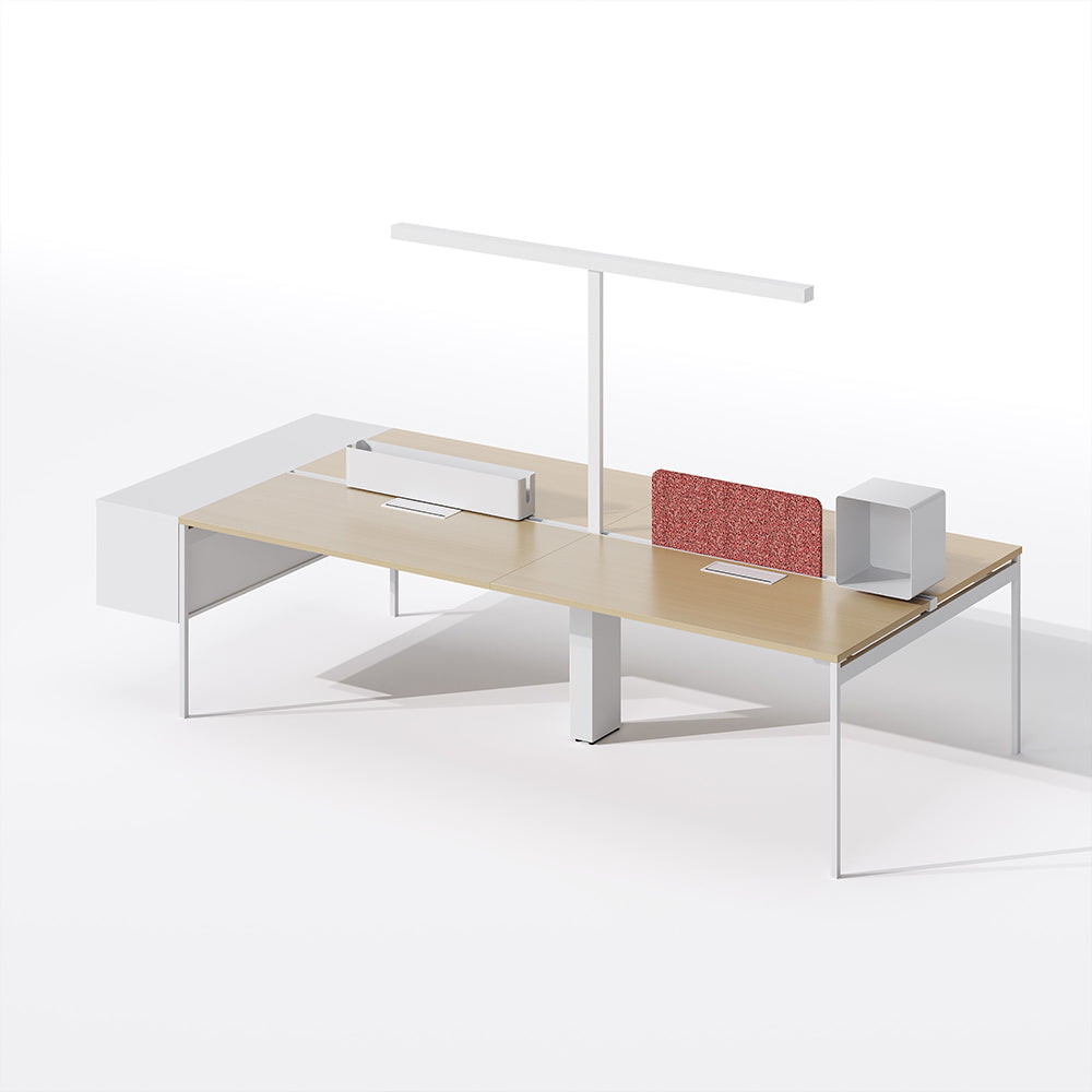 Modular Office Desk for Teams - Partition & End Storage