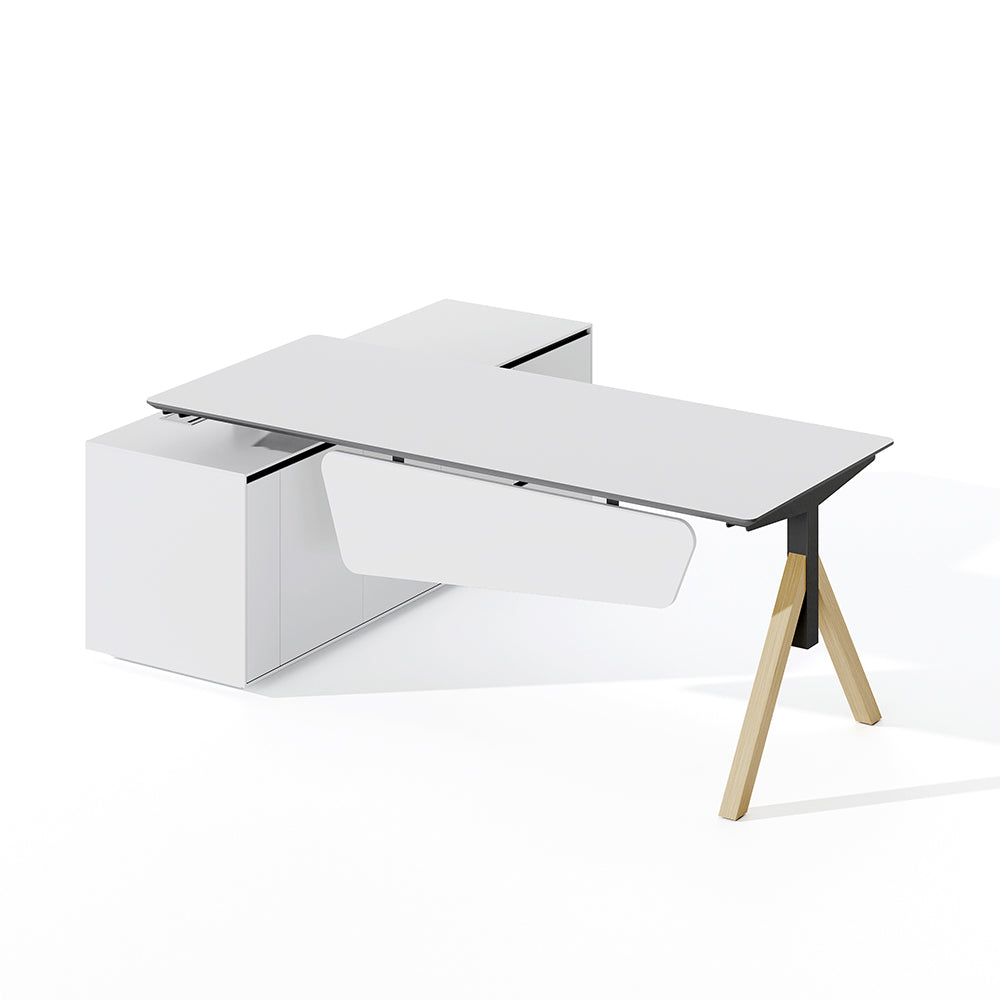 Manager Desk: Built-In Storage & Modern Design
