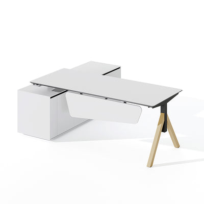 Manager Desk: Built-In Storage & Modern Design