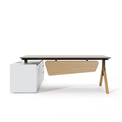 Executive Office Desk with Integrated Storage Cabinet