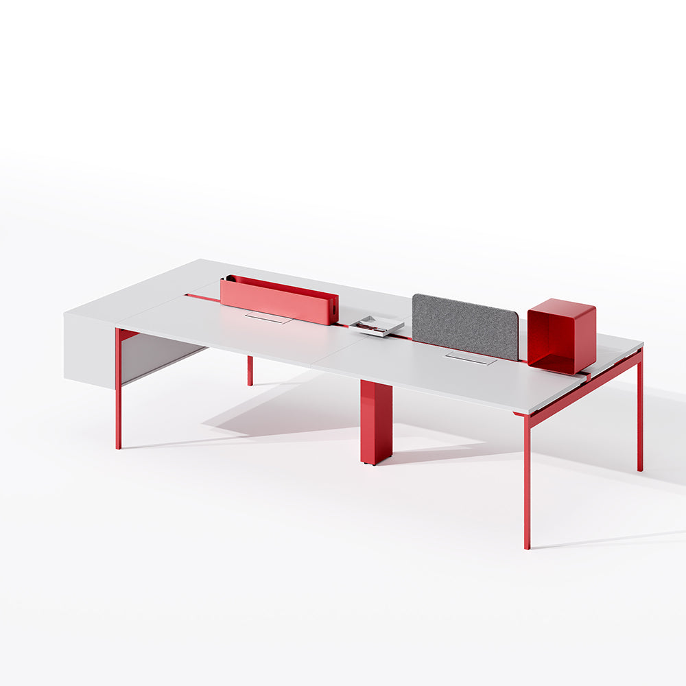 Dual Workstation Desk with Partition & File Storage