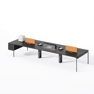 Space-Saving Office Desk - Dual Seats with Dividers & Storage
