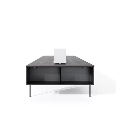 Space-Saving Office Desk - Dual Seats with Dividers & Storage