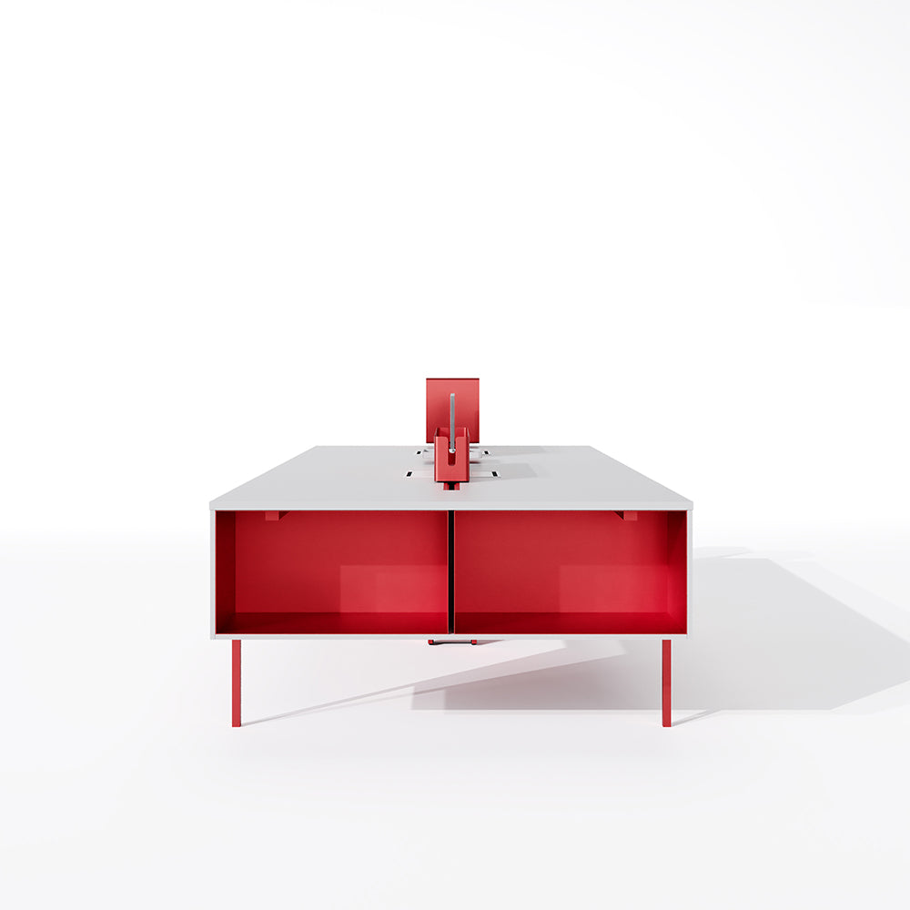 Dual Workstation Desk with Partition & File Storage