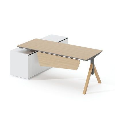 Executive Office Desk with Integrated Storage Cabinet