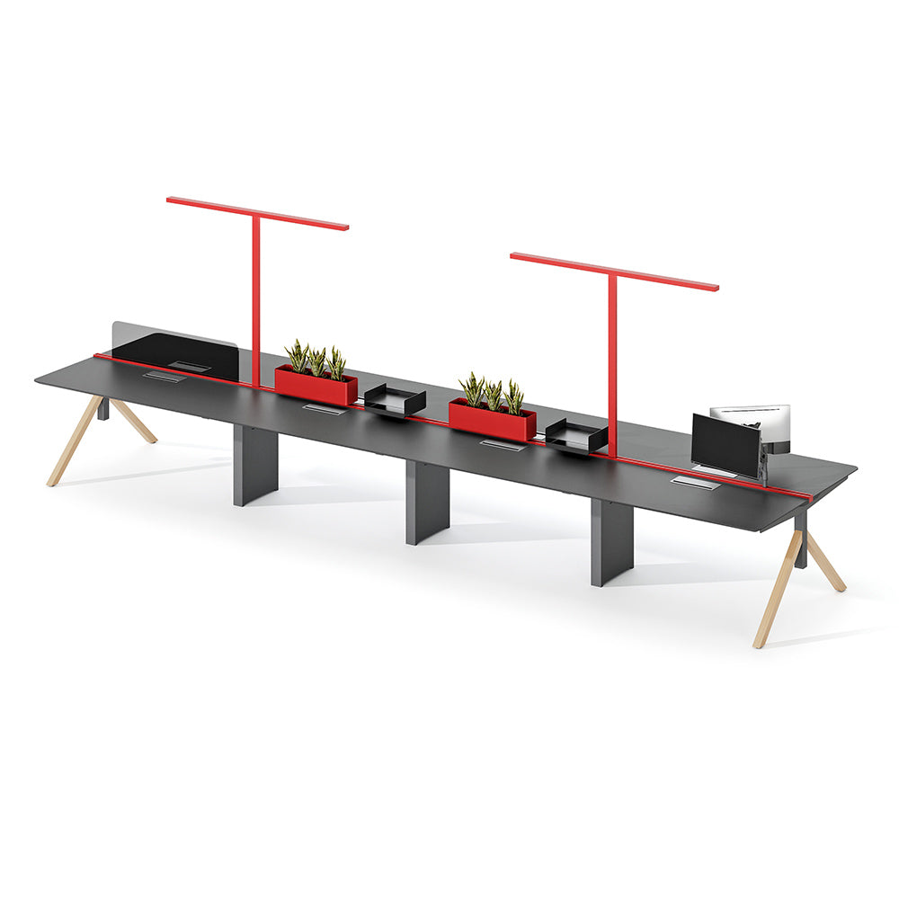 Dual Workstation Desk - Built-in Cable Management & Task Lighting