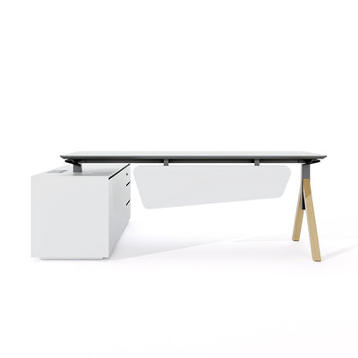 Manager Desk: Built-In Storage & Modern Design