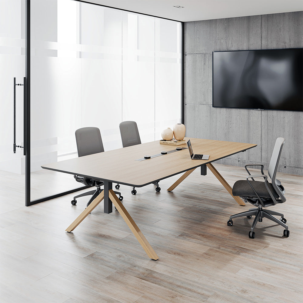 Modern Executive Conference Table Customizable Solid Wood Office Desk with Cable Management & Minimalist Design
