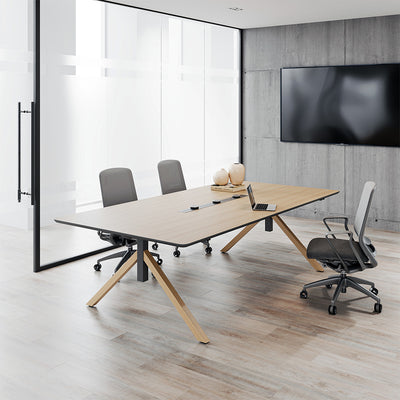 Modern Executive Conference Table Customizable Solid Wood Office Desk with Cable Management & Minimalist Design