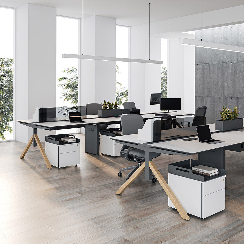 Modular Office Desk with Hanging Storage & Hidden Outlets