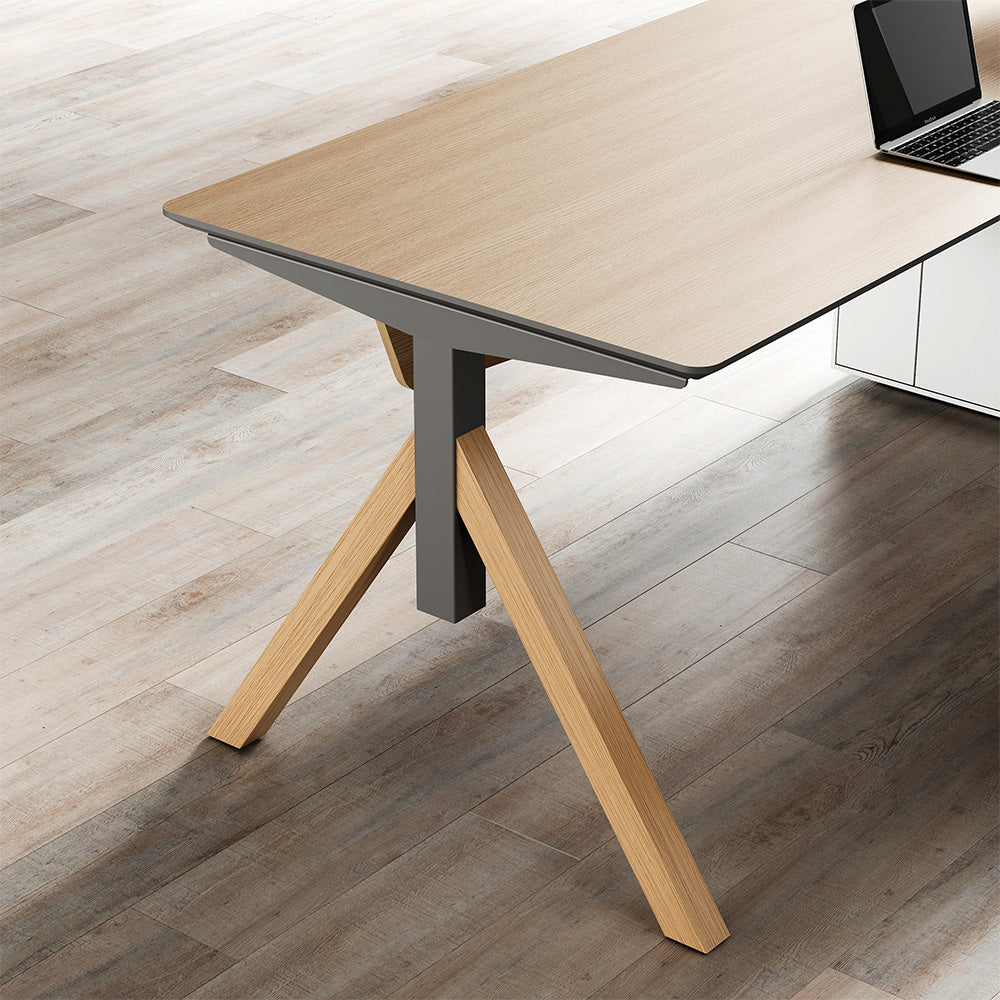 Executive Office Desk with Integrated Storage Cabinet
