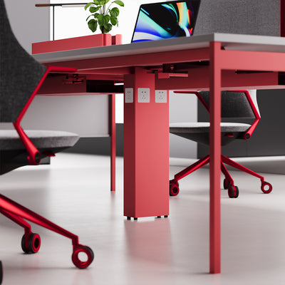 Dual Workstation Desk with Partition & File Storage