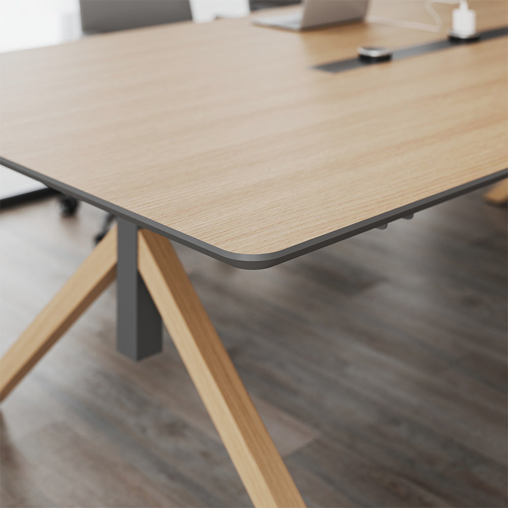 Modern Executive Conference Table Customizable Solid Wood Office Desk with Cable Management & Minimalist Design