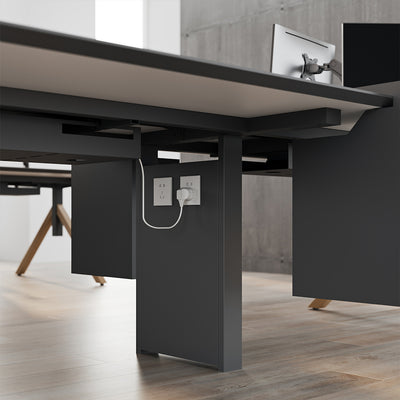 Modular Office Desk with Hanging Storage & Hidden Outlets