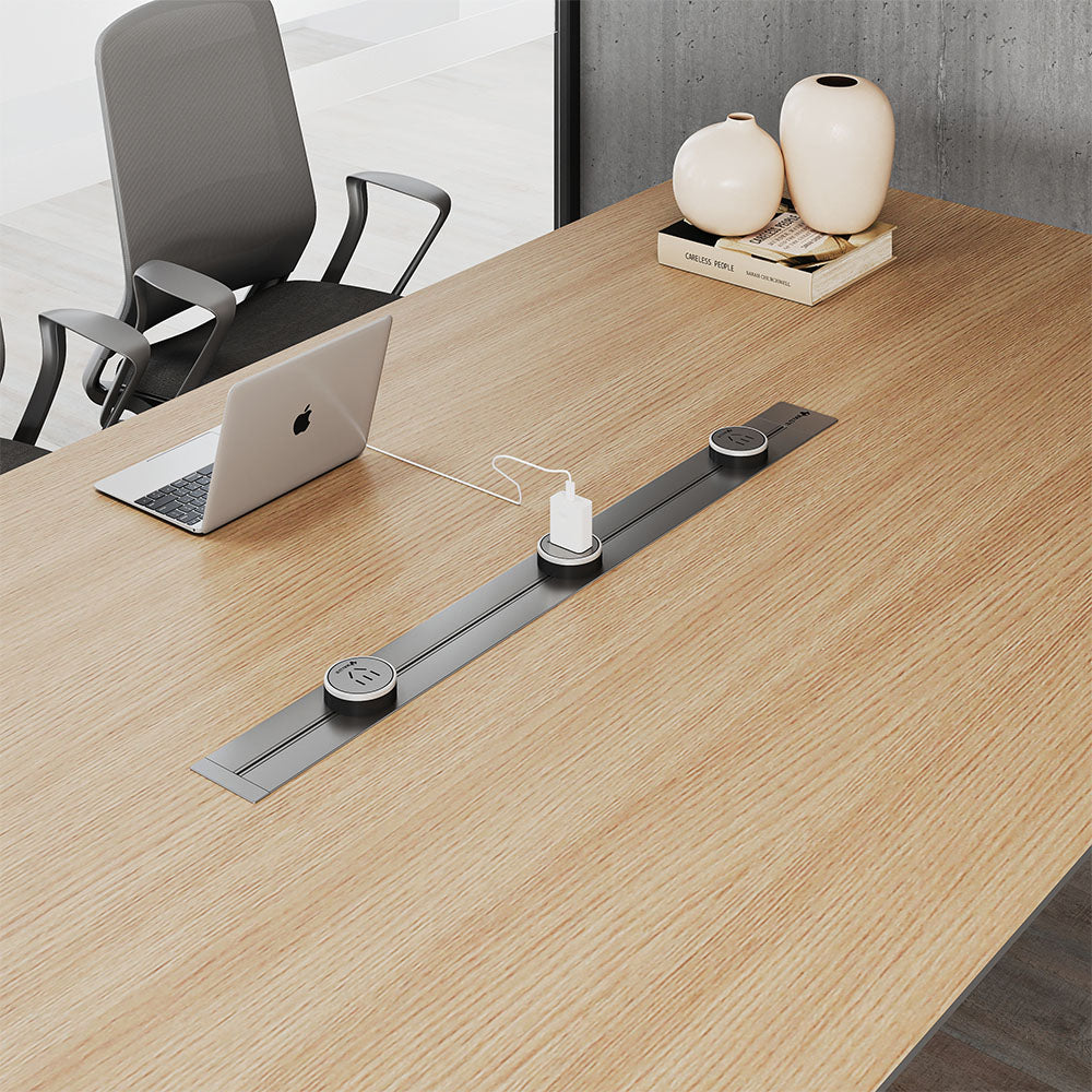 Modern Executive Conference Table Customizable Solid Wood Office Desk with Cable Management & Minimalist Design
