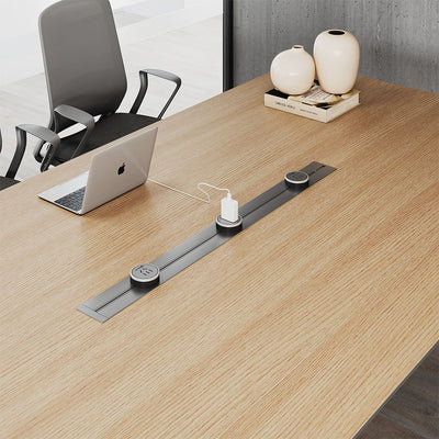 Modern Executive Conference Table Customizable Solid Wood Office Desk with Cable Management & Minimalist Design