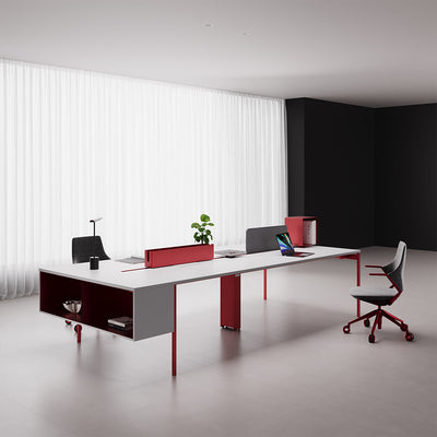 Dual Workstation Desk with Partition & File Storage